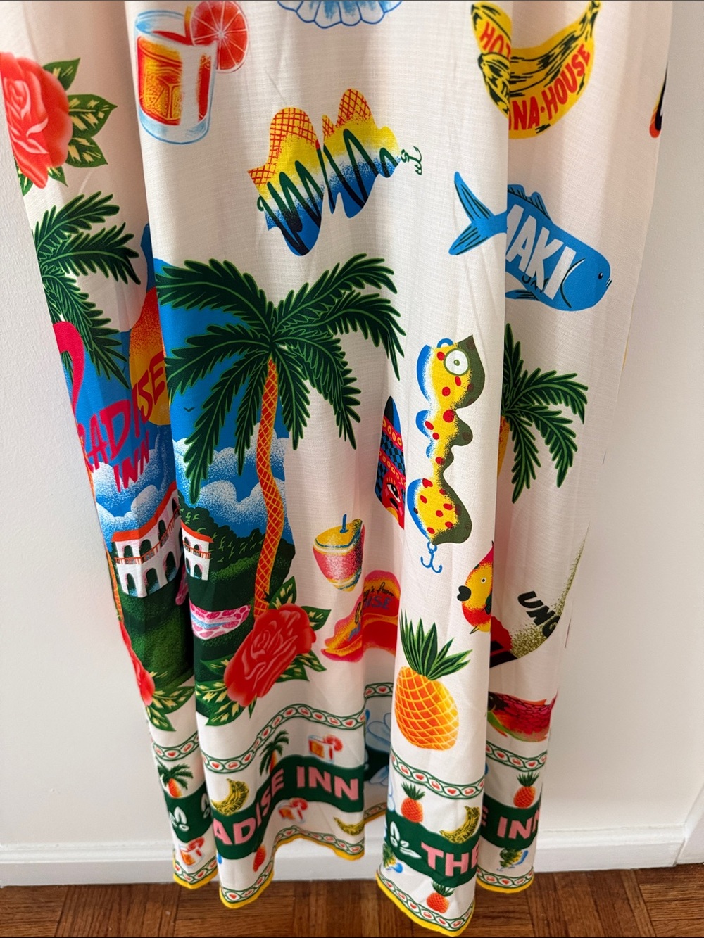 NWOT The “Paradise Inn” Linen Blend Maxi Dress with Adjustable Spaghetti Straps. - Picture 8 of 10